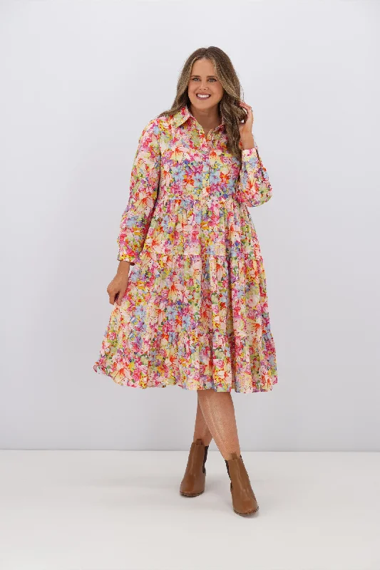 Willow & Tree Sierra Shirt Collar Floral Dress Pink