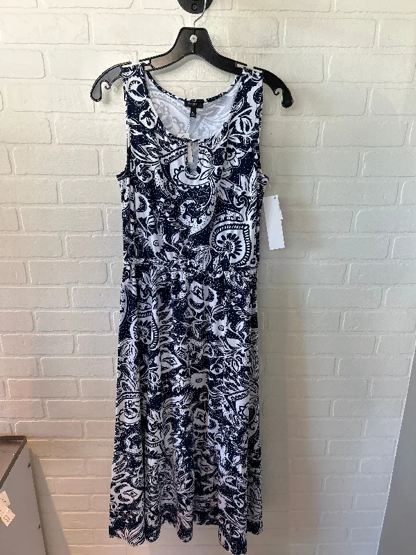 Dress Casual Maxi By Talbots In Blue & White, Size: M