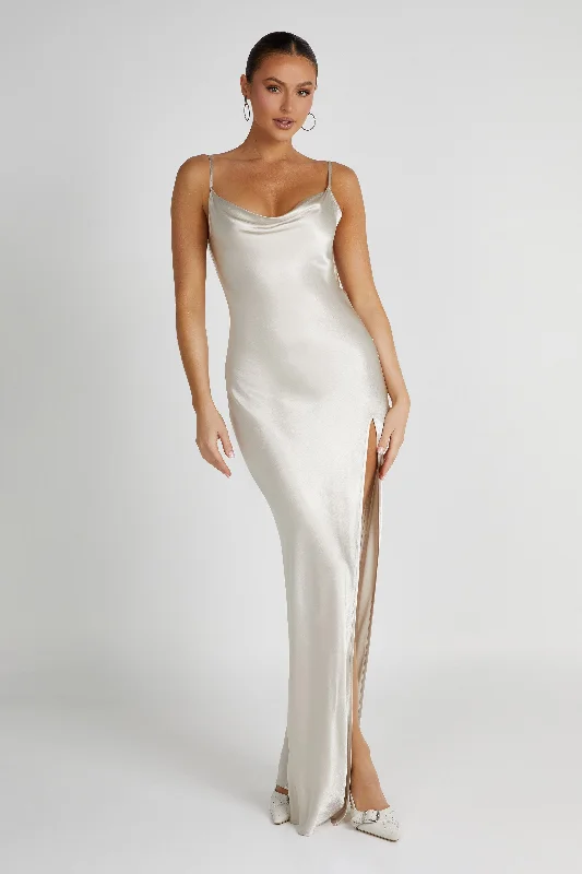 Jade Cowl Neck Backless Maxi Dress - Sand