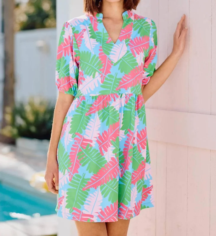 Catalina Dress In Party Palms Green