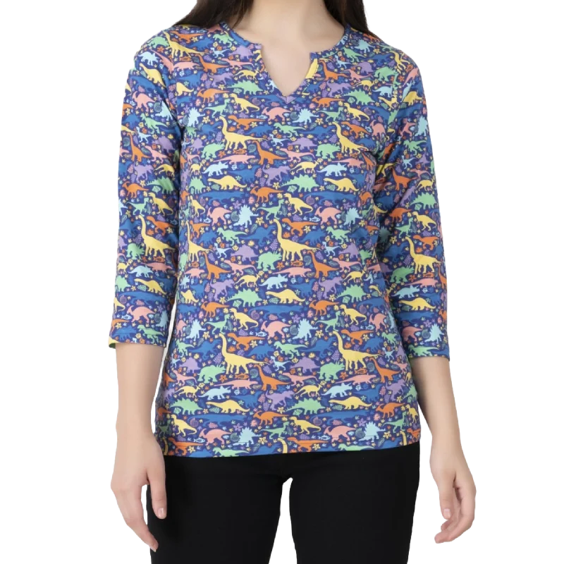 Dinosaurs & Fossils Split Neck Tunic Top [FINAL SALE]