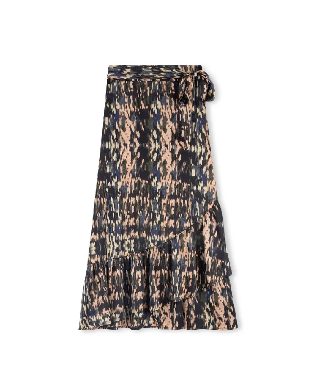 Grand Wrap Print Silk Skirt