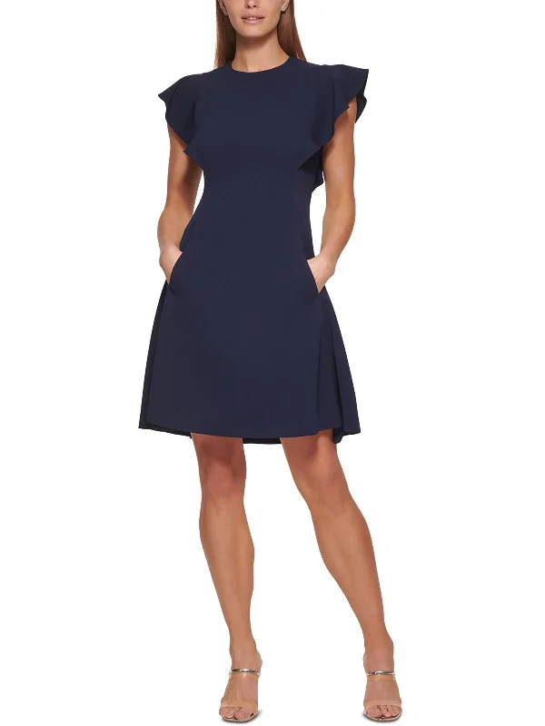 Petites 119 Womens Flutter Sleeve Seamed Cocktail And Party Dress