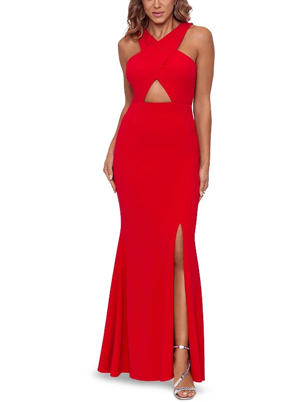 Plus Womens Cut-Out Party Evening Dress