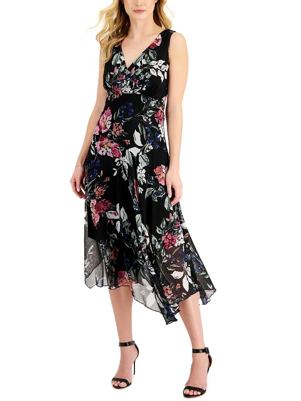 Plus Womens Floral Long Cocktail And Party Dress