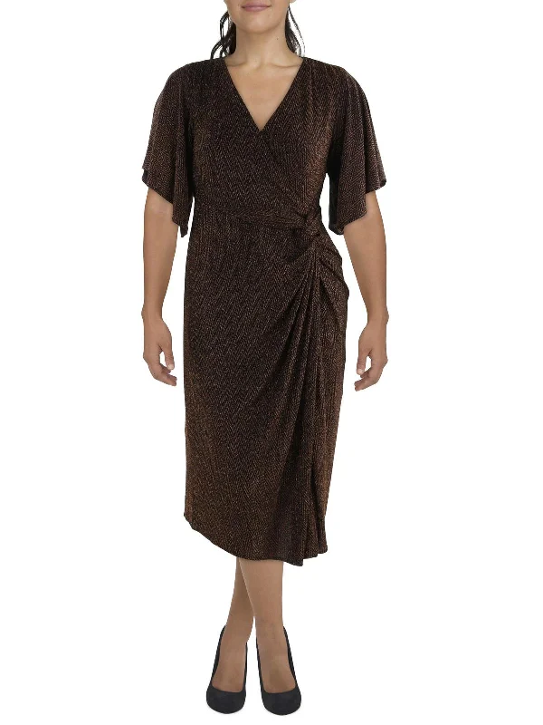 Plus Womens Twist Front Long Cocktail And Party Dress