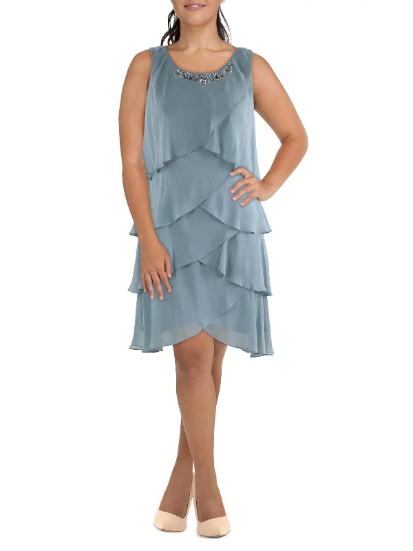 Womens 2PC Chiffon Cocktail And Party Dress