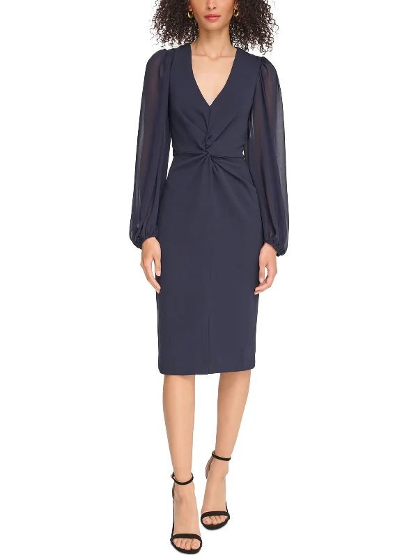 Womens Bishop Sleeve Knee-Length Cocktail And Party Dress