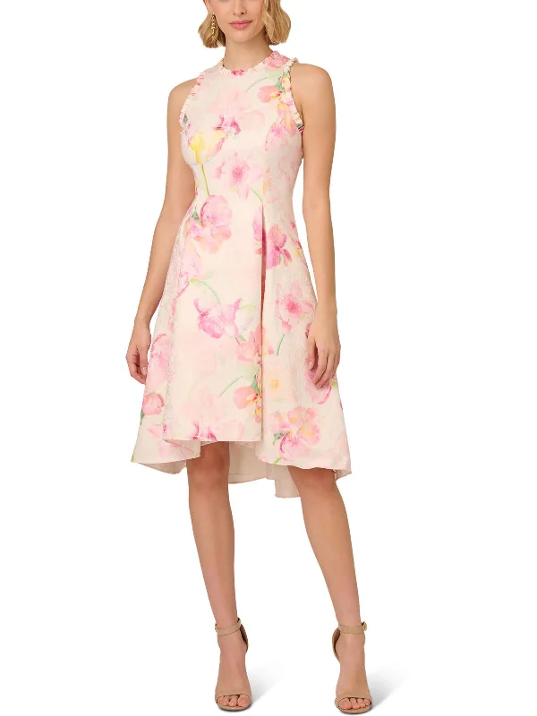 Womens Floral Hi-Low Cocktail And Party Dress