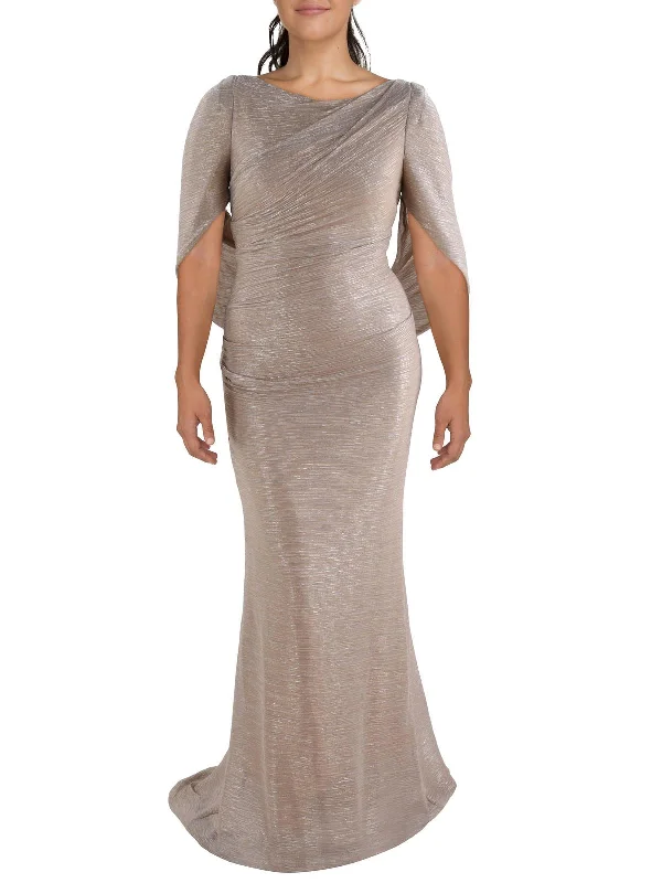 Womens Metallic Long Cocktail And Party Dress