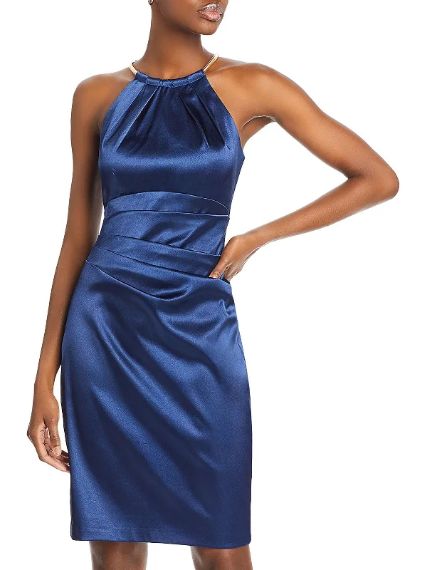 Womens Pleated Sheath Cocktail And Party Dress