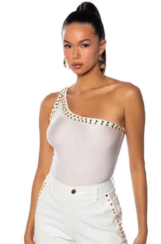 ALWAYS ON TIME ONE SHOULDER SLINKY BODYSUIT