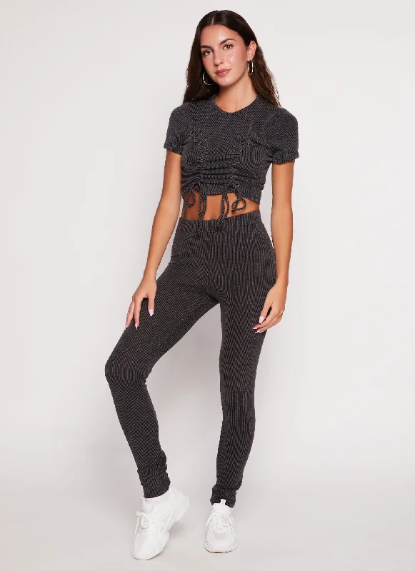 Ribbed Knit High Waist Leggings