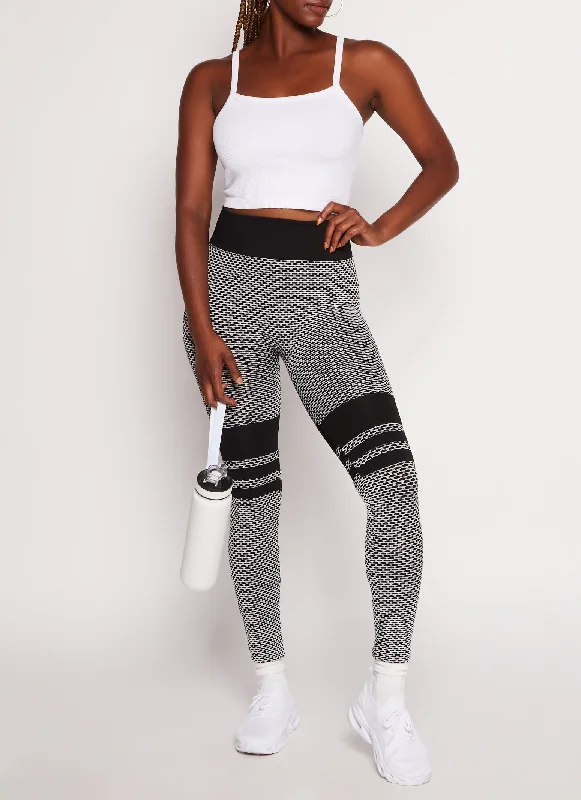 Varsity Striped Detail Honeycomb Leggings