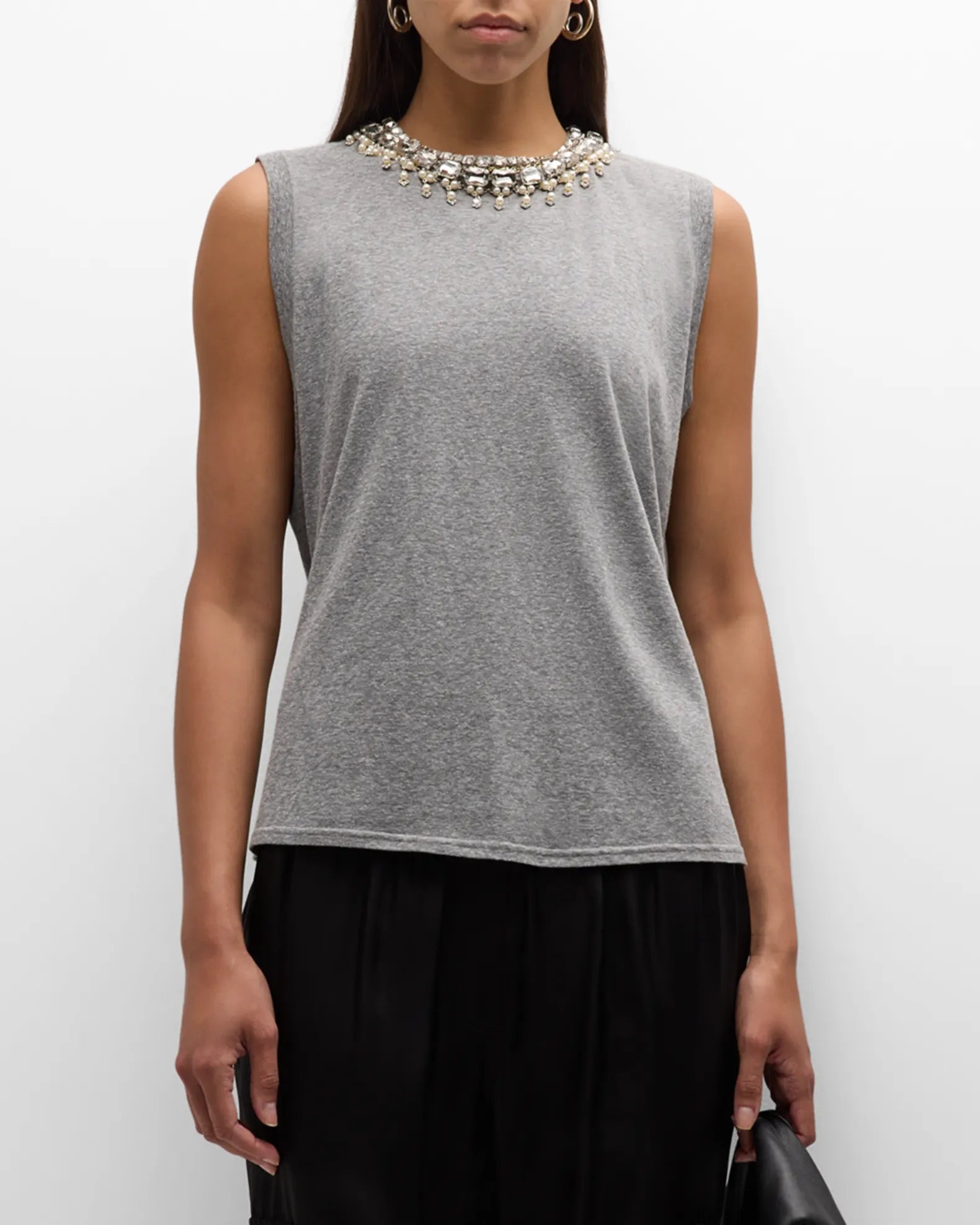 Brielle Embellished Top - Heather Grey