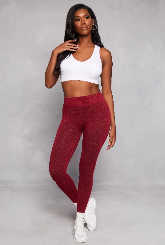 Fleece Textured Waistband Leggings