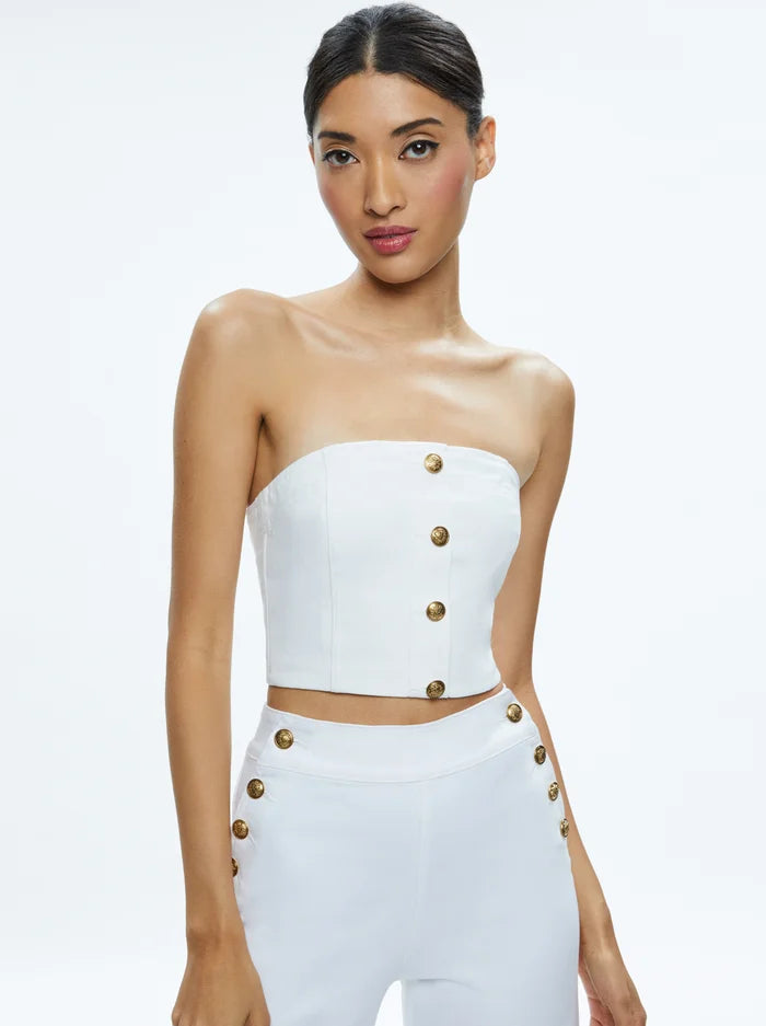 Mel Denim Button Up Bustier - Off White