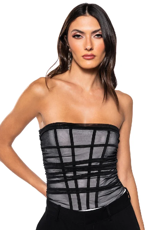 ONE KISS MESH CORSET STYLE BODYSUIT