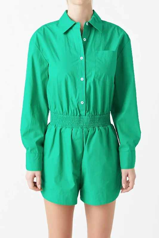 Lucky Day Romper In Kelly Green