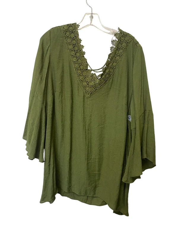 Top Long Sleeve By New Directions In Green, Size: 2x