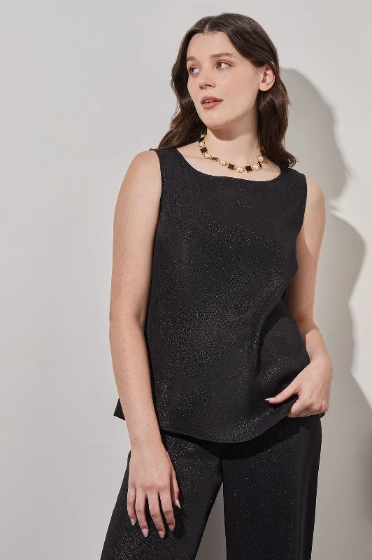 Scoop Neck Tank - Mid-Length Shimmer Woven