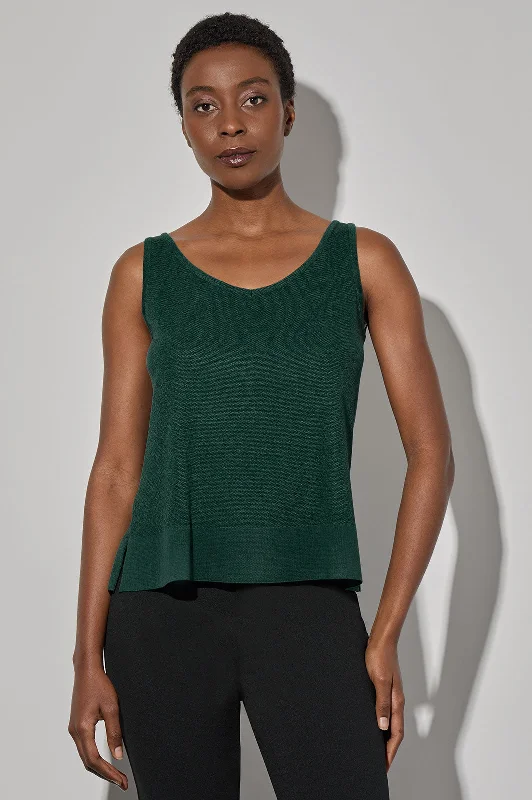 V-Neck Tank - Side-Slit Soft Knit