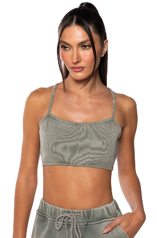 HERE COMES THE HURRICANE RIBBED KNIT BRALETTE