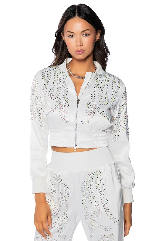 TALK FAST EMBELLISHED BOMBER