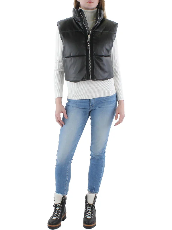 Womens Vegan Leather Cropped Vest