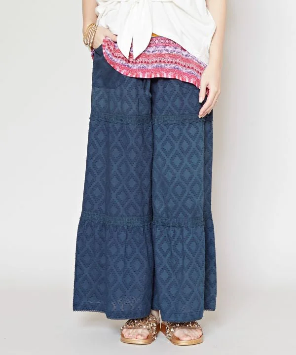 Tiered Wide Leg Trousers