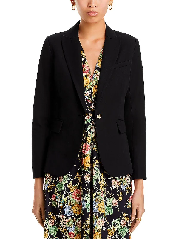 Allie Womens Woven Long Sleeves One-Button Blazer