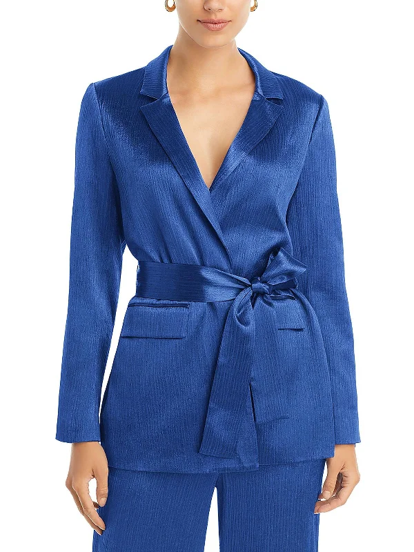 Cassidy Womens Satin Suit Separate Open-Front Blazer