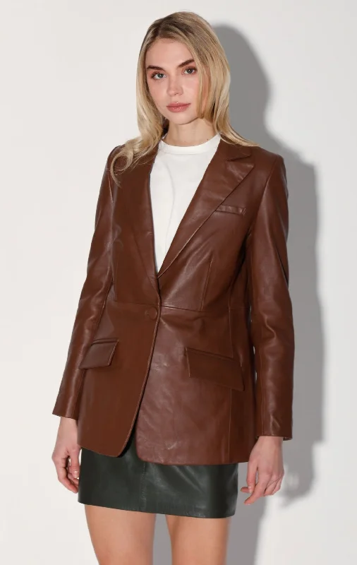 Mia Blazer, Walnut - Leather