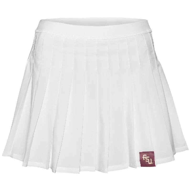 ZooZatz Women's Stacked FSU Woven Label Pleated Skort - White