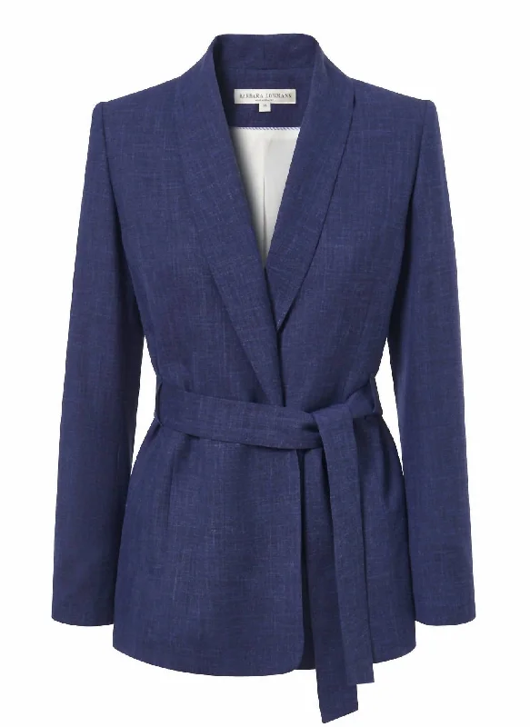 Women's Berline Wool Belted Jacket In Navy