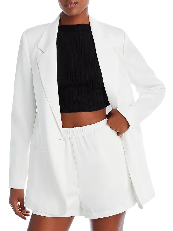 Womens Textured Polyester One-Button Blazer