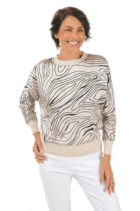 Marbled Stripes Silky Front Sweater