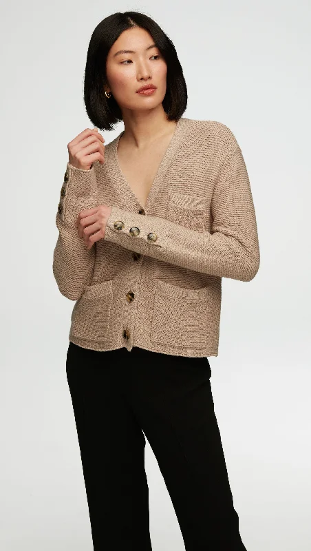 Cropped Cardigan in Cotton Cashmere | Oat